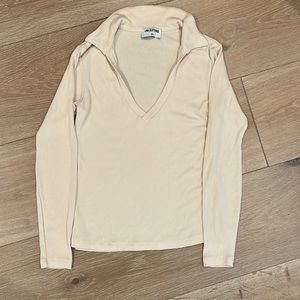 LNA Clothing - Long Sleeve Crème Shirt